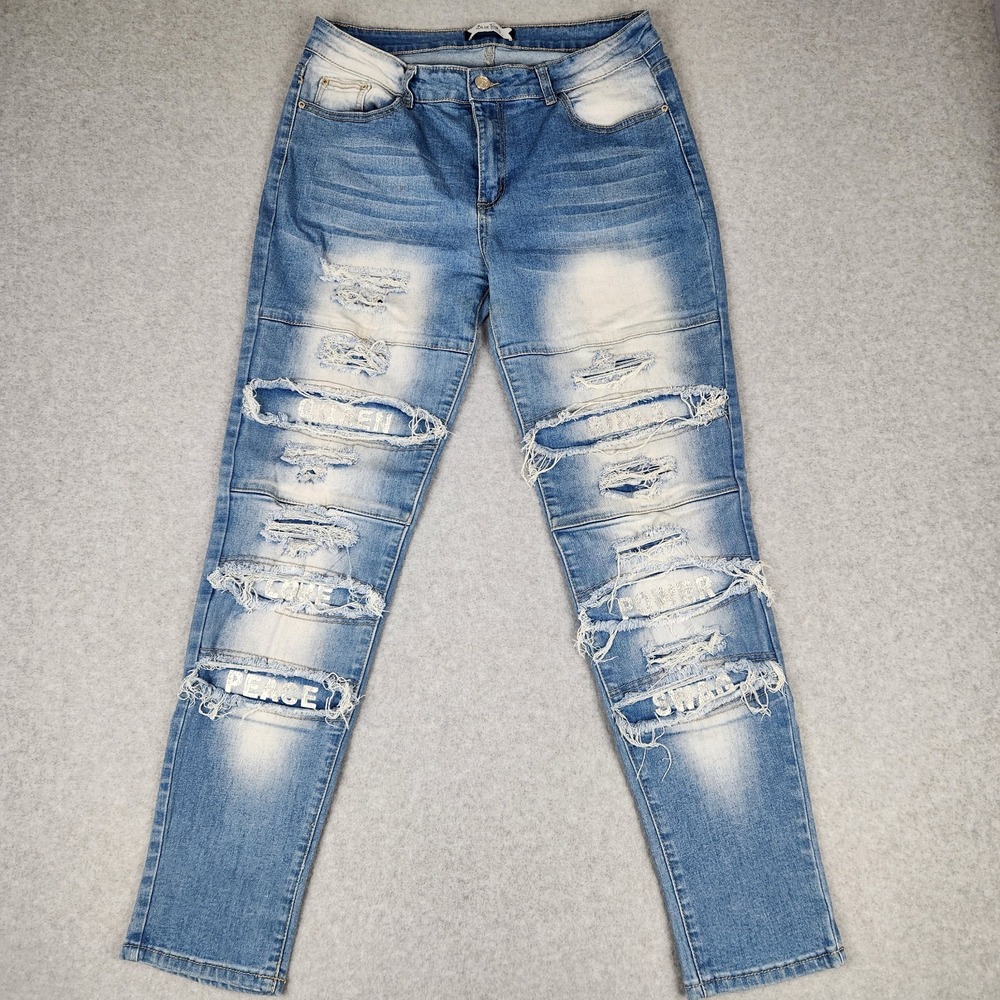Women's‎ Distressed Skinny Jeans Blue Topic High Rise Size 13/14 Stretch 31x30